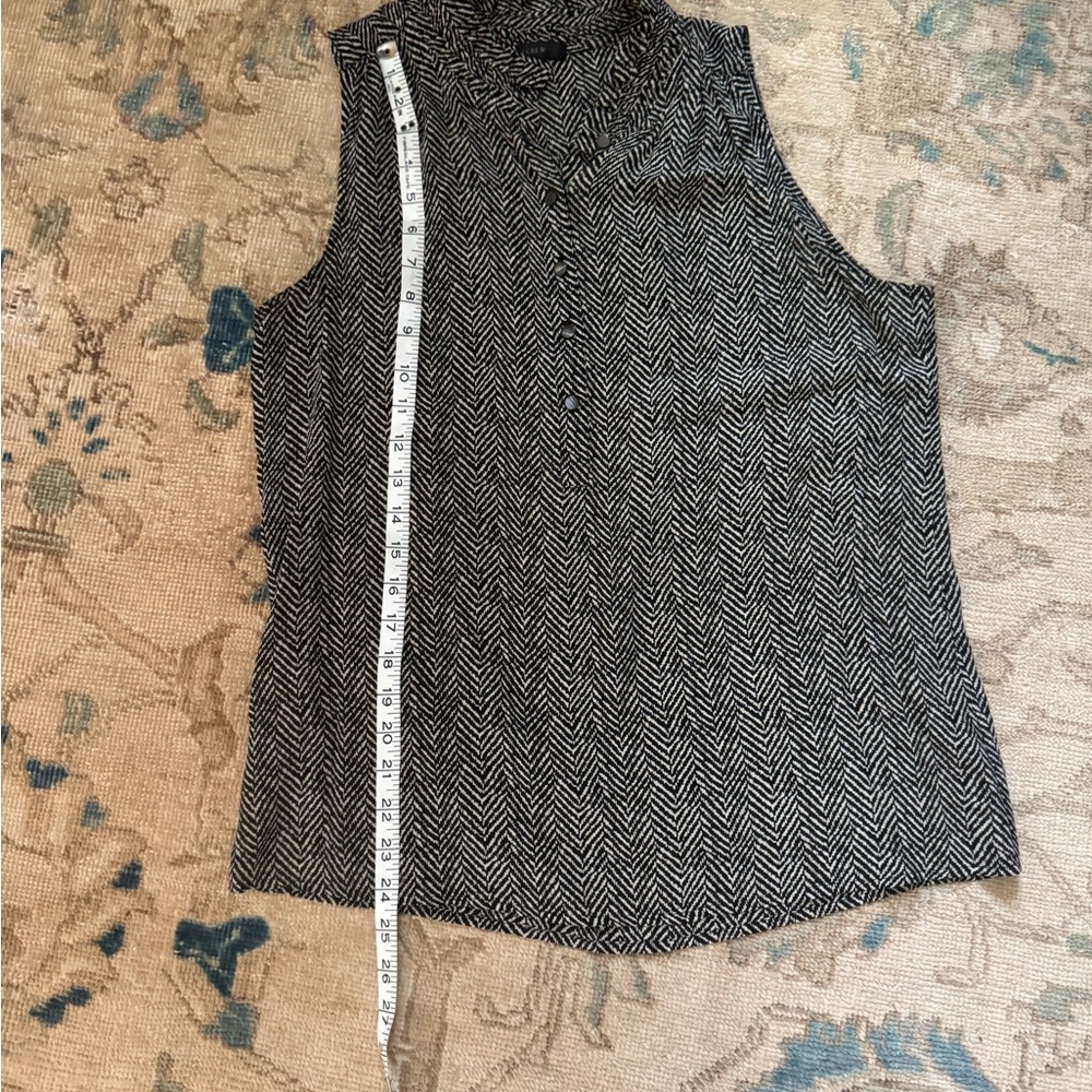 J. Crew Black and White Herringbone Blouse